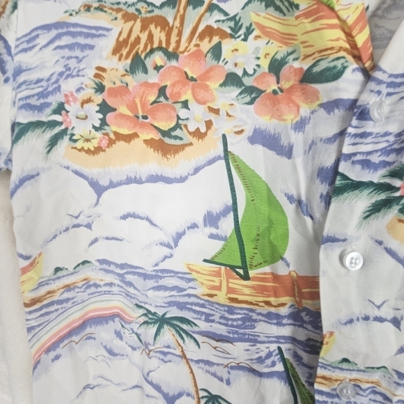 Vintage Hawaiian Shirt Oak Tree Small Tropical Beach Retro Hawaii - Picture 6 of 10